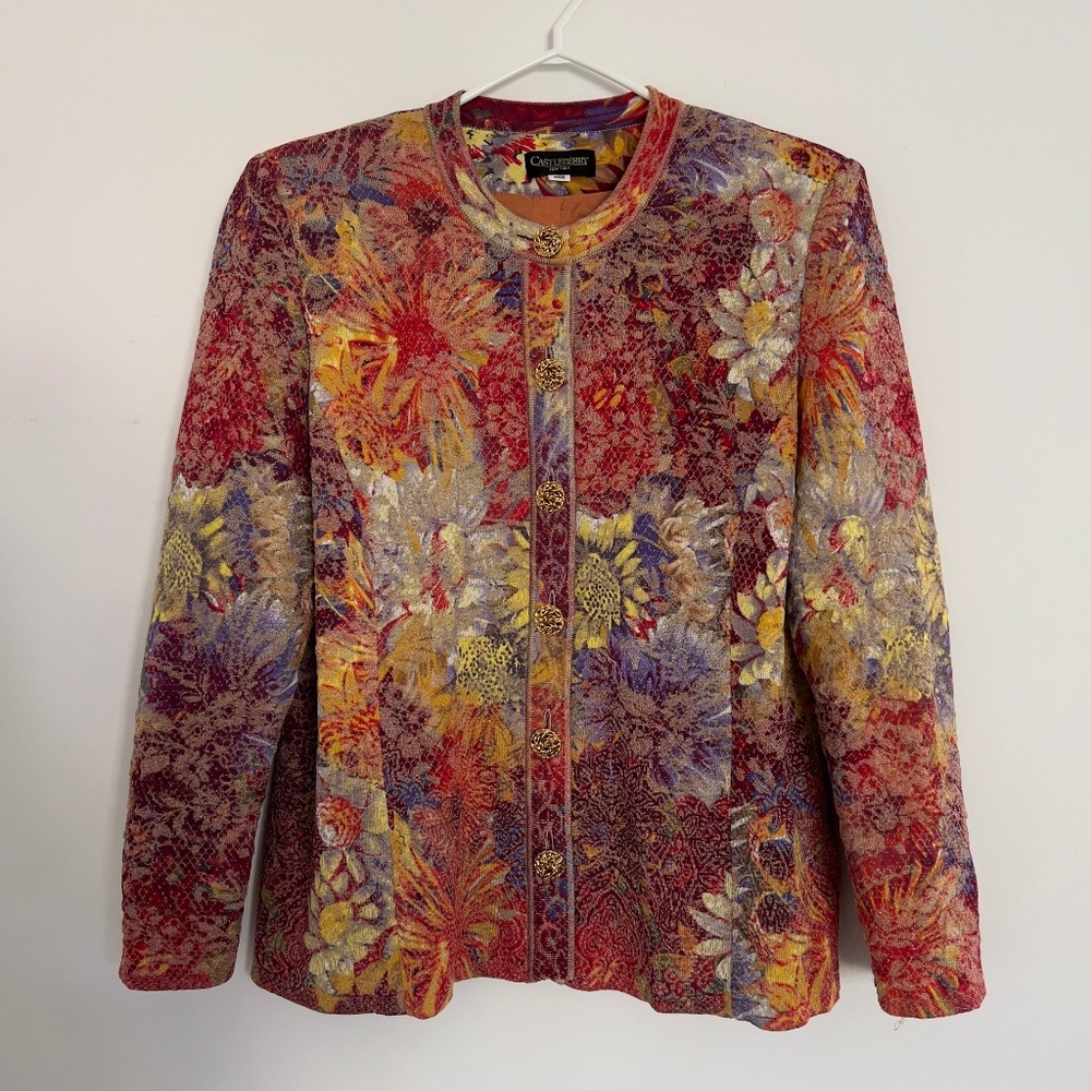 Vintage Castleberry New York Multi-colour Floral Suit Jacket size S/M